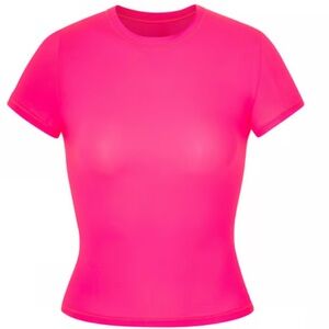 SKIMS Fits Everybody Neon Pink T-Shirt
